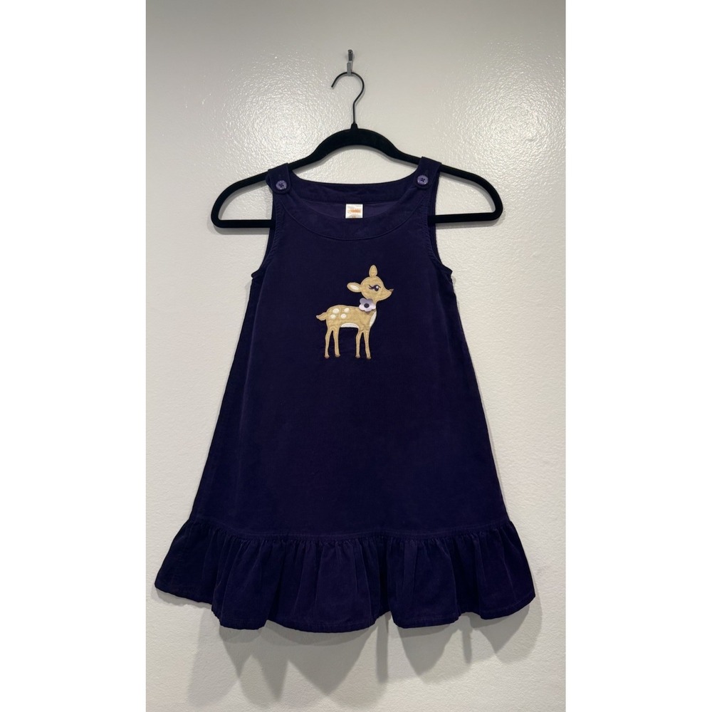 Gymboree Girls Purple Corduroy Deer Fawn Jumper Dress Size 6X Cottage Country
